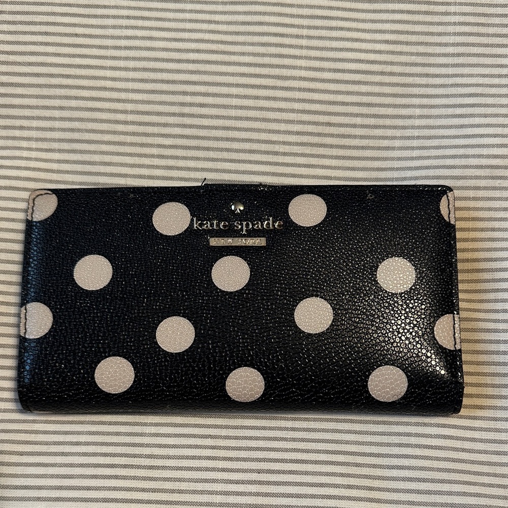 Kate Spade Black Wallet with White Polka Dots
